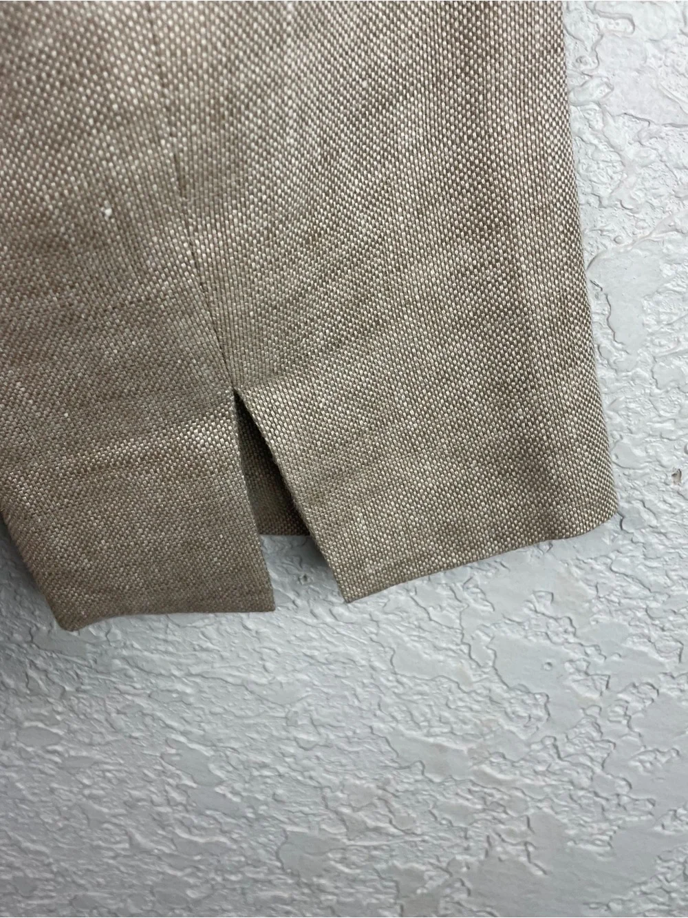 MaxMara | Beige Khaki Linen Two Button Slit Sleeve Unstructured Blazer